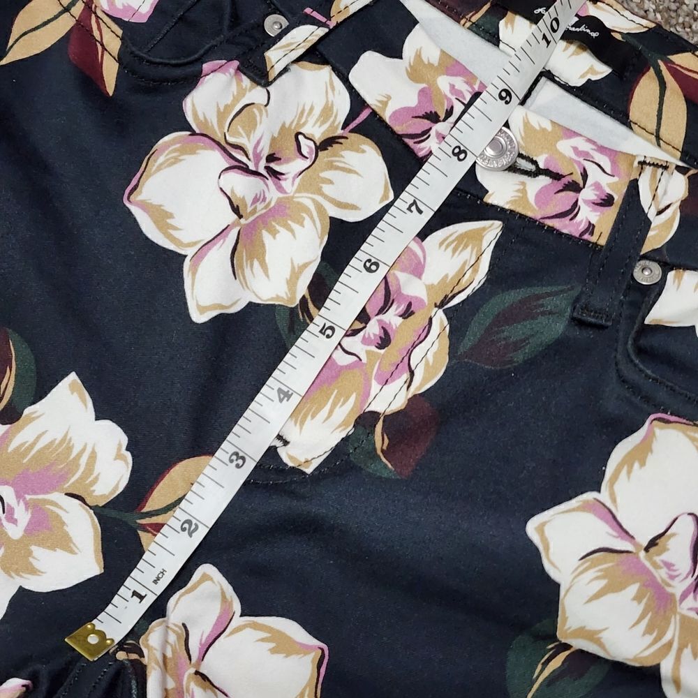7 for all mankind Navy Blue Floral spring Print Ankle Skinny Jean - Picture 6 of 16